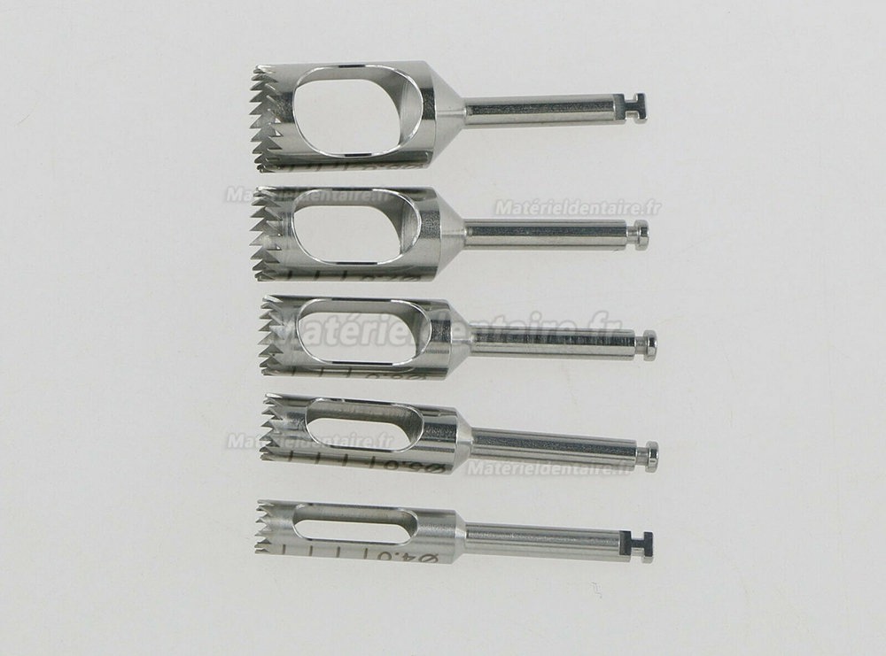 5Pcs/Kit Foret de greffe osseuse pour chirurgie implantaire dentaire Trephine Fraise chirurgicale et support
