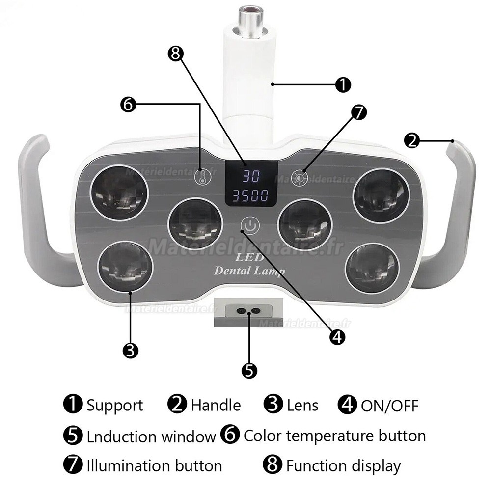 Lampe LED pour fauteuil dentaire KY KY-P157, lampe opératoire dentaire (6 Ampoules Lumière Chaude Froide 26mm)