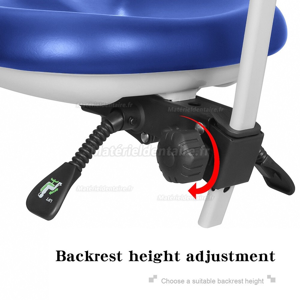 Tabouret mobile pour assistant dentaire QIYUAN QY-600M-B2, siège opérateur dentaire avec accoudoir rotatif à 360°